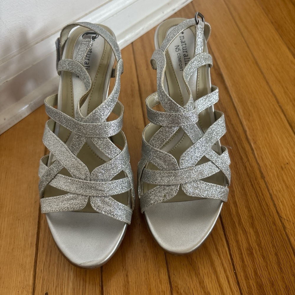 Elegant Silver Strappy Sandals